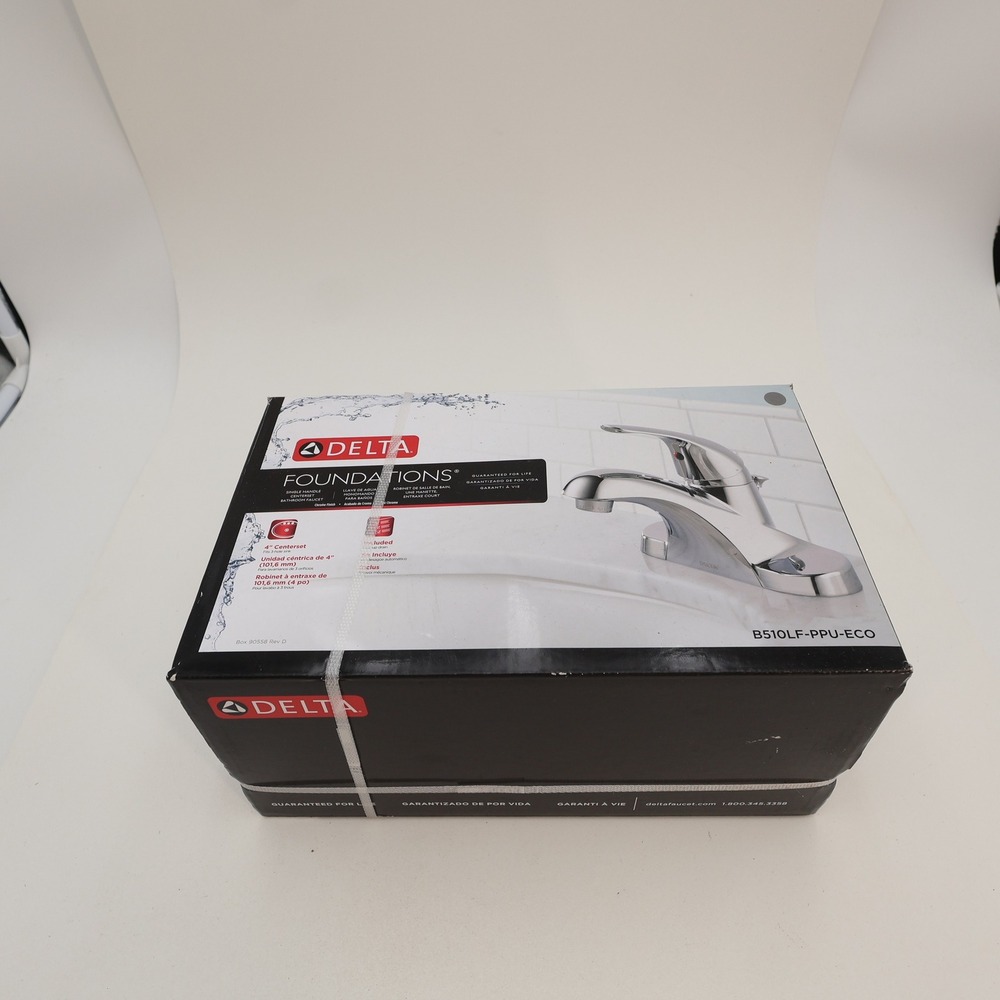 Delta Foundations Single Handle Centerset Bathroom Faucet Chrome B510LF-PPU-ECO